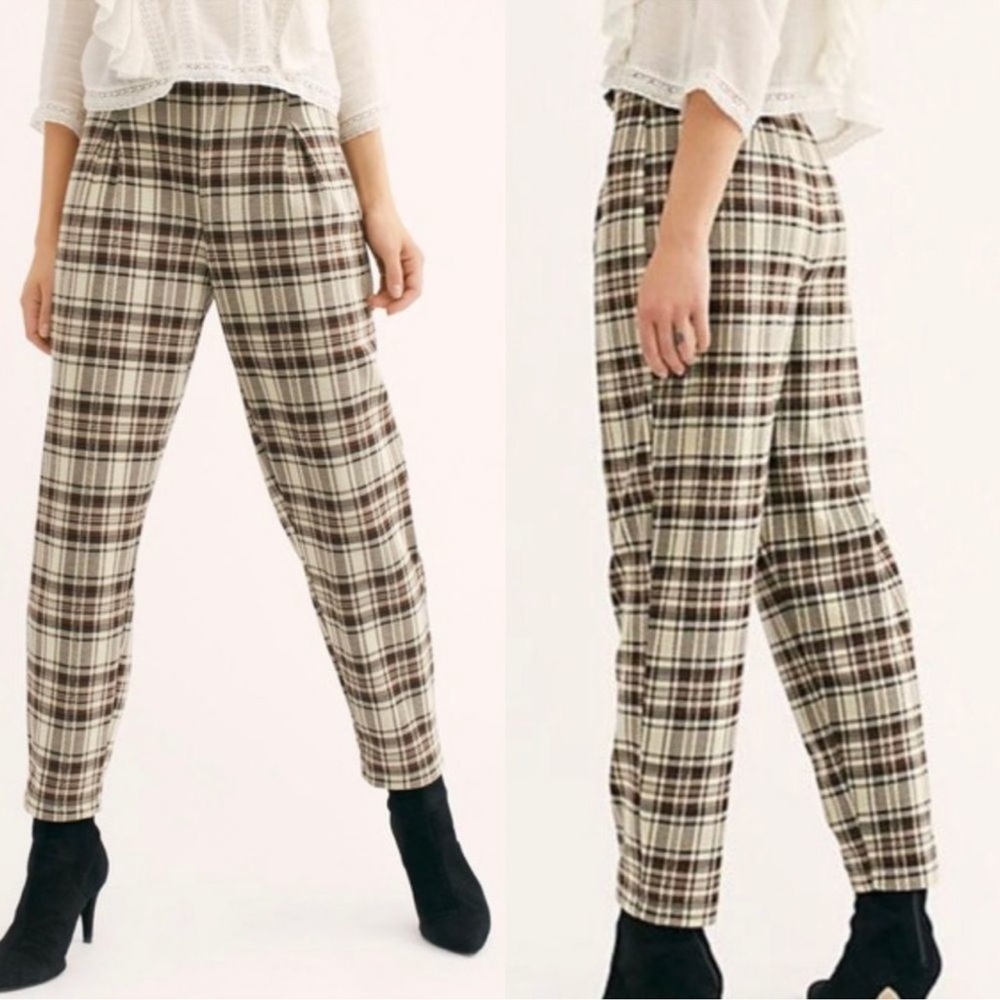 Free people brown plaid pants